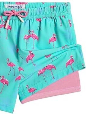 Maamgic Boys Swim Shorts Pink Pineapple Palm Tree Mesh Lining New With Tag 7